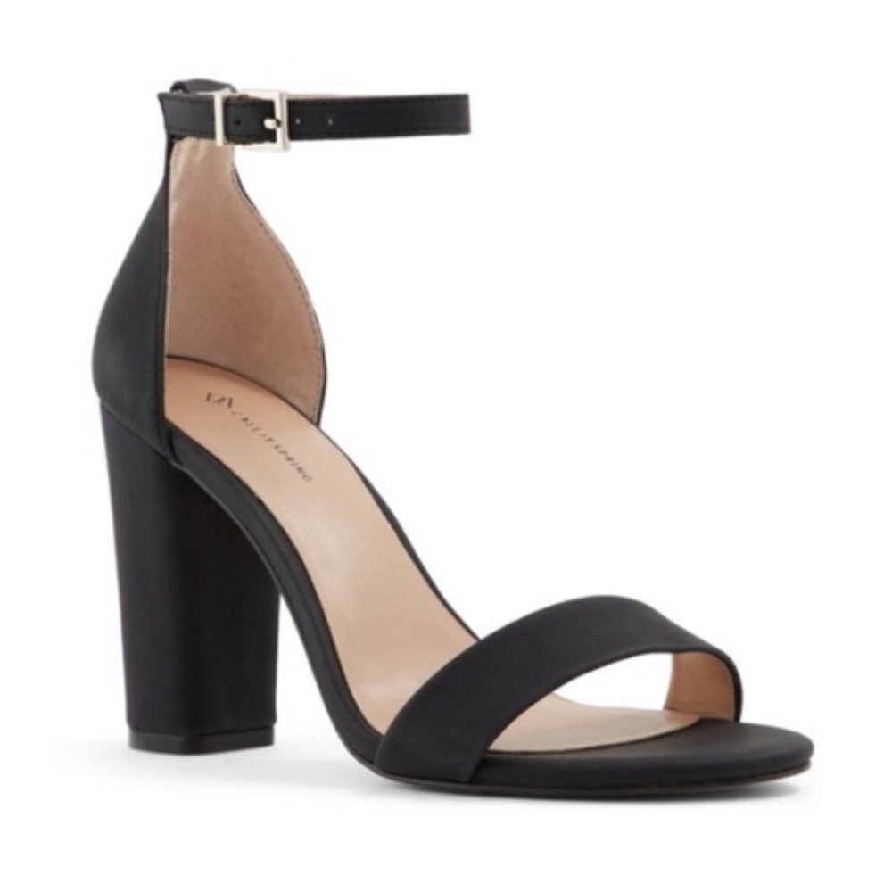 New Women's Black Open Toe Heeled Sandals Size 10